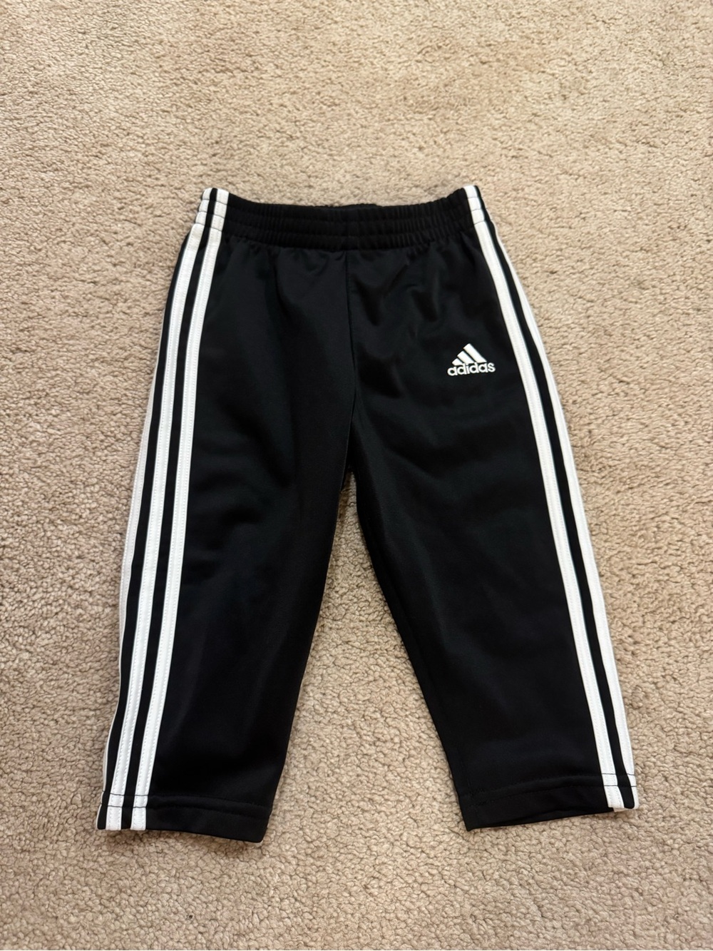 adidas Black Jogger Pants with White Triple Stripes size 12 months